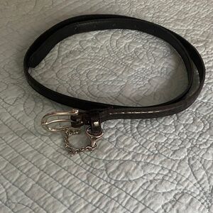 Chic Vegan Leather Belt with Chain Accent